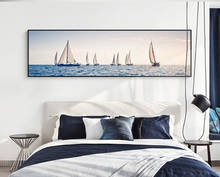 Nordic style Modern Abstract Wall Art Picture Canvas pretty Beach Seascape Harbour for porch Living room hanging painting Decor 2024 - buy cheap