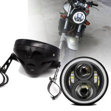 Marlaa 7-дюймовый мотоциклетный проектор, светодиодная фара, хромированный корпус, ведро для Yamaha Honda Suzuki 7 ", круглые фары 2024 - купить недорого