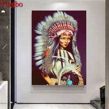 3d cross stitch diamond painting Indian girl Diamond Embroidery FULL square round diamond mosaic kit American Tribe native 2024 - buy cheap