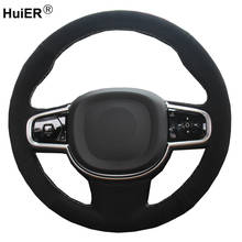 Hand Sewing Car Steering Wheel Cover Suede Cow Leather For Volvo S90 XC90 2015-2020 XC60 2018-2020 V60 2019-2010 V90 2017-2020 2024 - buy cheap