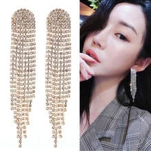 Crystal Tassel Drop Earrings Woman Luxury Rhinestone Dangle Earring Long Wedding  Female Party Bohemia Jewelry 2024 - buy cheap