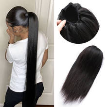 Cola de Caballo recta para mujer negra, coleta con Clips, extensión de cabello humano brasileño, 1b/99j 2024 - compra barato