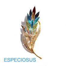 Broche de espiga de trigo de cristal para mujer, broche delicado de diamantes de imitación, alfiler para el pecho, joyería elegante para mujer, broche de boda, mezcla de colores 2024 - compra barato