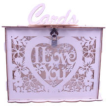 Caja de madera para tarjetas de regalo de boda, con corte láser, con cerradura, elegante, decoración de boda, suministros de flores para fiestas 2024 - compra barato