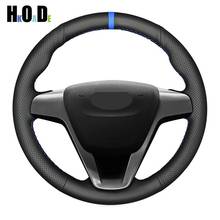 Car Steering Wheel Cover For Lada Xray 2015-2019 Vesta 2015-2019 Hand-stitched Black Genuine Leather 2024 - buy cheap