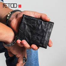 AETOO-Billetera pequeña de cuero suave vintage para hombre o mujer, cartera pequeña 2024 - compra barato