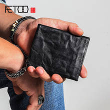 AETOO Small purse male short section of youth simple vintage old leather wallet ladies wallet leather soft vertical Vintage 2024 - buy cheap