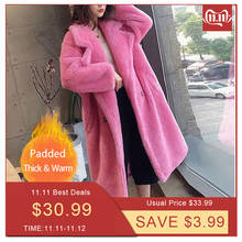 Bella Philosophy 2019 new Winter Faux Fur Warm Long Coat Long Sleeve Female Thick Teddy Bear Coat Casual Loose Oversize Outwears 2024 - buy cheap