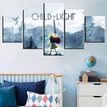 Jogo cartaz céu: crianças de luz hd papel de parede pintura a óleo na lona arte da parede sala de estar decoração adesivos murais presentes de natal 2024 - compre barato