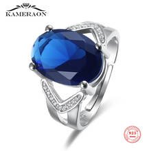 Plata de Ley 925 anillos de zirconia azul real anillo de apertura para las mujeres con estilo de personalidad anillos regalo de joyería fina 2024 - compra barato