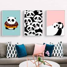 Nordic Canvas Painting Children's Room Pictures Cartoon Animal Panda Wall Art Posters Small Fresh Home Decoration 2024 - buy cheap