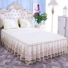 45  Romantic Bloom Pattern Solid Color Bed Skirt Non-slip Dust Ruffle Queen Size Bedspread Bed Skirt #/L 2024 - buy cheap