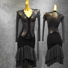 Latin Dance Dress New Design Women Black Autumn Long Sleeve Dress Salsa Performing Dress Sexy Competition Latin Dress VDB1112 2024 - buy cheap