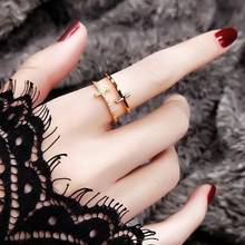 Hot Korean Double Cross Ring Women Rose Gold Crystal Girl Silver Color Ring Fashion Jewelry 2024 - buy cheap