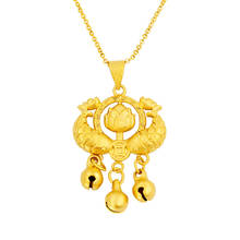 Vintage Pisces Long Life Lock Bells Pendant Necklaces for Women Good Luck Wedding Jewelry 24K Gold Color Chains Collar Choker 2024 - buy cheap