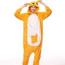 Kigurumi Kangaroo Costume Kids Pajama Adult Animal Onesie Women Men Hooded Kegurumi Sleepwear Flannel Pijamas 2024 - buy cheap