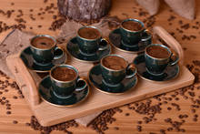 Комплект с изумрудами 6 кофейных чашек | Фарфор | Домашняя кухня | Сделано в Турции | Бесплатная доставка 2024 - купить недорого