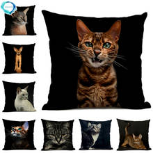 Animal Series Cat Pattern Cushion Cover Home Living Room Sofa Art Decoration Polyester Cotton Linen Pillowcase almofadas 45x45cm 2024 - buy cheap