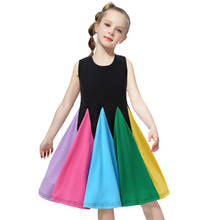 Vestido de festa sem mangas para meninas 2-6 anos, slim, vestido de princesa, pregas arco-íris, a-line, casual, roupa de escola para crianças 2024 - compre barato