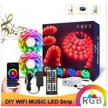 Tira de luces LED RGB, cinta luminosa lineal con WIFI, SMD Musical, 36 vatios, 5 m/rollo, impermeable IP65, CC de 12V 2024 - compra barato