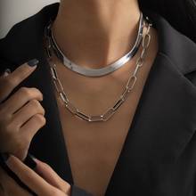 Женское Ожерелье в стиле ретро, многослойное ожерелье с крупной змеиной цепочкой, подарочное Ювелирное Украшение, 2021 2024 - купить недорого