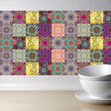 Pegatinas de azulejos de pared de mosaico, estilo Mandala, línea de cintura, adhesivo para cocina, baño, inodoro, papel tapiz de PVC impermeable, Europa, QT-32 2024 - compra barato