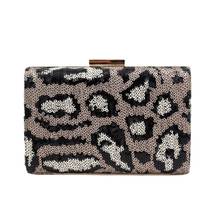 2021 Sequins Evening Clutch Bags Patchwork Wedding Party Dinner Wallets Chain Banquet Bag Leopard Purse Drop Shipping MN1655 2024 - buy cheap