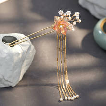 Horquillas con perlas de imitación de Color dorado para novia, horquillas para el pelo con borla larga, estilo chino antiguo, novedad 2024 - compra barato