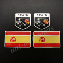 Bandeira espanhola 4x metal, emblema para carro, motocicleta, adesivo para carenagem, decalques 2024 - compre barato