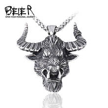 Beier colar de aço inoxidável 316l, colar com pingente viking de norse, cabeça de touro, moda de animal escandinavo odin amuleto, jóias masculinas lhp123 2024 - compre barato