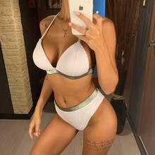 Xieshang High Waist Bikini push up Swimsuit Women Swimwear white black Halter Bikini Set brazilian swim Bathing Suit for girls 2024 - buy cheap