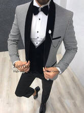 Italian Design 3 Piece Formal Men Suit 2020 Slim Fit Party Prom Suit Houndstooth Men Groom Wedding Suit Best Man Blazer Tuxedo 2024 - buy cheap