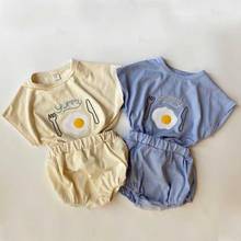 Baby Clothes Summer Newborn Baby Clothing Set Infant Toddler Boys Clothes Cotton Baby Outfits Poached Egg T-shirt + Shorts 2pcs 2024 - buy cheap