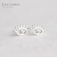 Colusiwei Real 925 Sterling Silver Mysterious Eyes Clear CZ Stud Earrings for Women Eyelash Symbol Silver Earrings Fine Jewelry 2024 - buy cheap