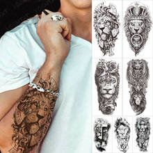 Водонепроницаемые Временные татуировки, наклейки, Реалистичные Часы, татуировки льва, корона, ювелирное изделие, животное, тело, искусство, рука, ложный рукав, тату для женщин 2024 - купить недорого