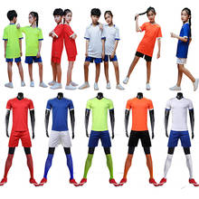 Мужская футбольная форма с коротким рукавом, синяя Футбольная форма, красная футбольная рубашка, детский спортивный костюм для бега, индивидуальный номер 2024 - купить недорого