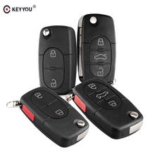 Keyyou carcaça de chave flip para carro 2/3/4, para audi a2 a3 a4 a6 tt quattro modelos antigos, dobrável, capa para chave remota cr1620 2024 - compre barato