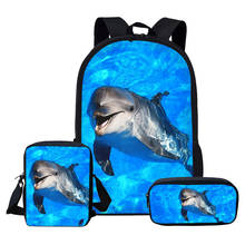 3pcs/set Women Backpack School Bags Dolphin Print Children Backpacks For Teenagers Girls Travel Bag Rucksack 2024 - buy cheap