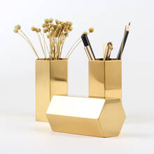 Nordic desktop caneta titular escritório escola caixa de armazenamento de metal caixa de ouro caneta de mesa lápis organizador de armazenamento de maquiagem 2024 - compre barato