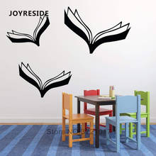 Joyresive-Calcomanía para sala de lectura de libros, pegatina de pared para habitación de niños, libro volador, pegatinas de biblioteca, papel tapiz de estudio, vinilo WM351 2024 - compra barato