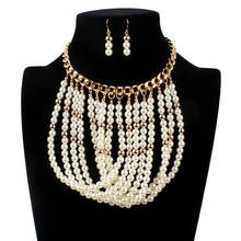 Tassel Statement Necklace Jewelry Set For Women Multilayer Big Imitation Pearl Princess Choker Chain On The Neck Femme Jewellery 2024 - buy cheap