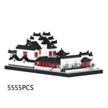 Design de jardim de suzhou, arquitetura clássica, miniaturas daipor blocos, pavilhão, ponte, nanotijolos de brinquedo 2024 - compre barato