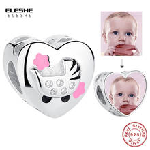 Fashion Baby Carriage Crystal Beads 925 Sterling Silver Heart Photo Charm Fit Original Charm Bracelets Personalized  DIY Jewelry 2024 - buy cheap