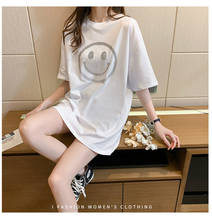 18 estilos de camiseta feminina gráfica sorridente, camiseta de algodão com lantejoulas e manga curta para mulheres, camiseta de verão 2021 2024 - compre barato