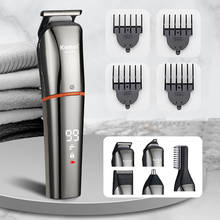 Máquina de cortar cabelo kemei profissional elétrica masculina, multifuncional, 5 em 1, tela de led, corte de cabelo 2024 - compre barato
