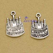 25pcs/lot--22x15mm, Antique silver plated Happy Birthday Cake charms,DIY supplies,Jewelry accessories 2024 - buy cheap
