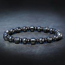 Pulseiras geométricas de obsidiana com pedras, braceletes com contas de hematita preta, joias da moda 2024 - compre barato