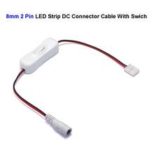 Female 5.5mm x 2.1mm DC 12V 24V Jack Connector Cable 2 Pin Wires ON/OFF Switch For 8mm SMD 3528 2835 Single Color LED Strip 2024 - buy cheap