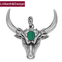 Bull Head Inlaid Turquoise Real 925 Sterling silver Animal Initial Necklace Pendant Jewelry Women Men 2021 Wholesale Items P08 2024 - buy cheap