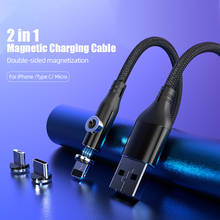 Cabo carregador magnético 2 em 1, micro usb tipo c para carregamento rápido de iphone huawei samsung 2024 - compre barato